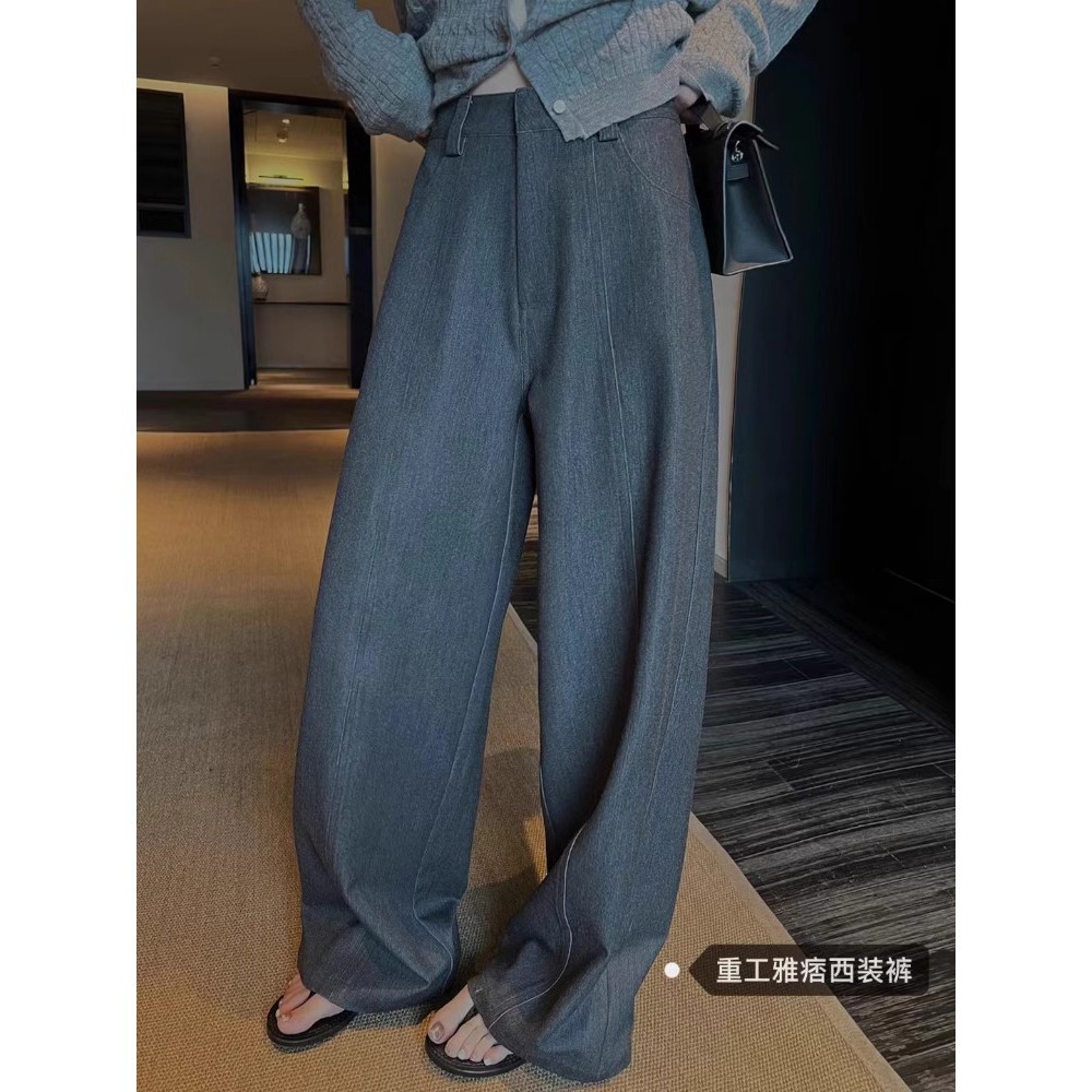 2080 # Superniniyy Heavy Industry Yuppie Fashionable Suit Pants High Waist Slim Wide Leg Pants Casual Pants for Women