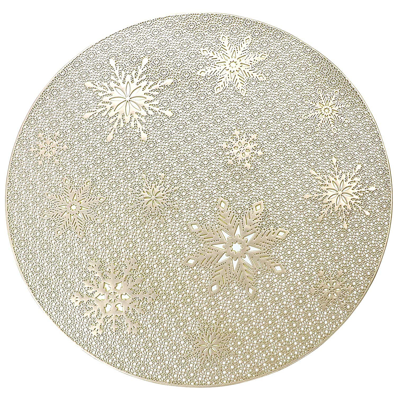 Ronda de copo de nieve dorado mantel hueco de oro plata antideslizante estera de mesa estera montaña estera de aislamiento decorativo occidental mantel al por mayor
