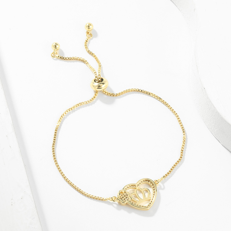 Fashion Heart Shape Copper Inlay Zircon Bracelets 1 Piece