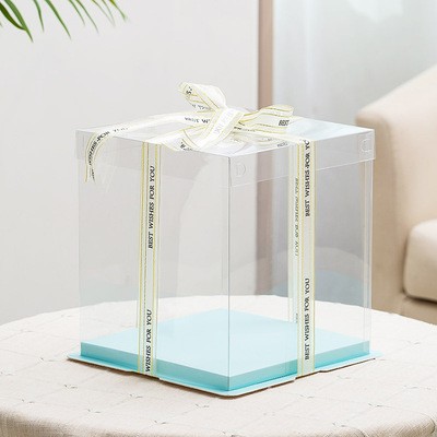 파란색 배경의 투명 커버* 6inch 소형(21*21*17cm)