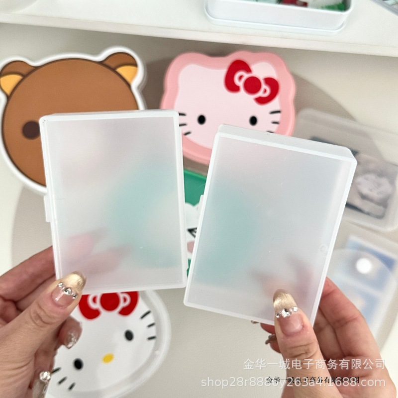 Caja de almacenamiento transparente de alto valor de caricatura multifuncional DIY tarjetas de almacenamiento decoración de escritorio caja simple creativa