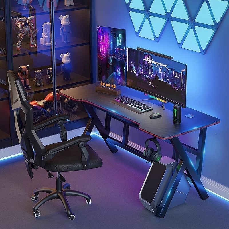 Computer Desk, Desktop Home Office Desk, Simple Gaming Desk and Chair, Carbon Fiber Pattern Table, Office Desk, Staff Workstation Computer Desk, Desktop Home Office Desk, Simple Gaming Desk and Chair, Carbon Fiber Pattern Table, Office Desk, Staff Workstation