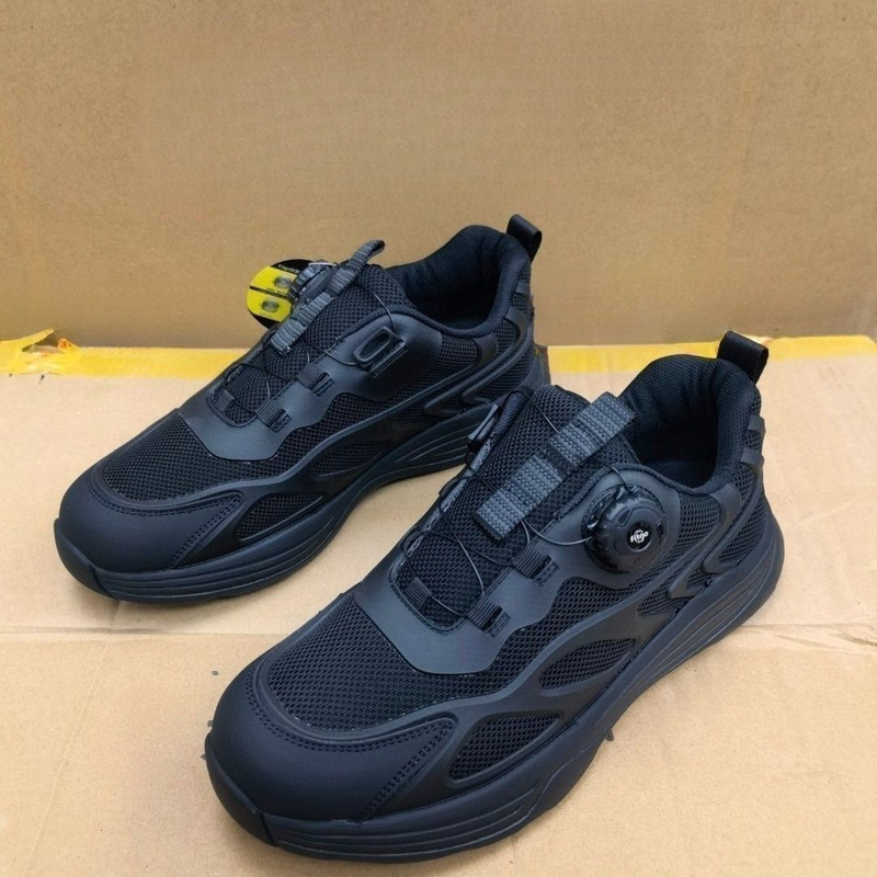 2025 New Autumn and Winter Ultra-Light Fleece-Lined Automatic Buckle Commuter Training Non-Slip Wear-Resistant Puncture-Proof Rotating Button Shoes
