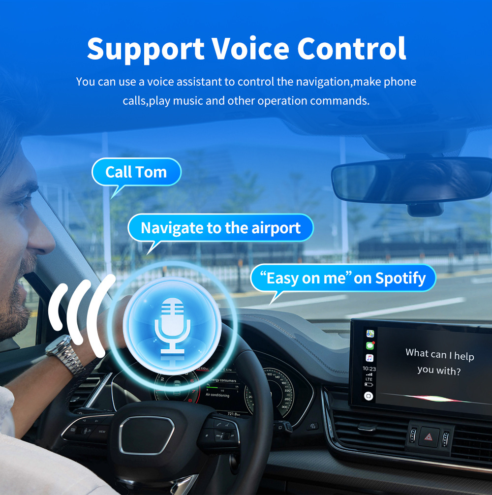 CarPlay adapter for in-car use: instantly converts wired connections to wireless, enabling seamless connectivity between your car and your device, with lossless installation