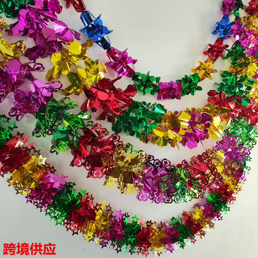 Colorida tira de flores nueva casa decoración de la casa de boda conjunto completo Día Nacional de Año Nuevo Navidad jardín de infantes colgante tira de cumpleaños