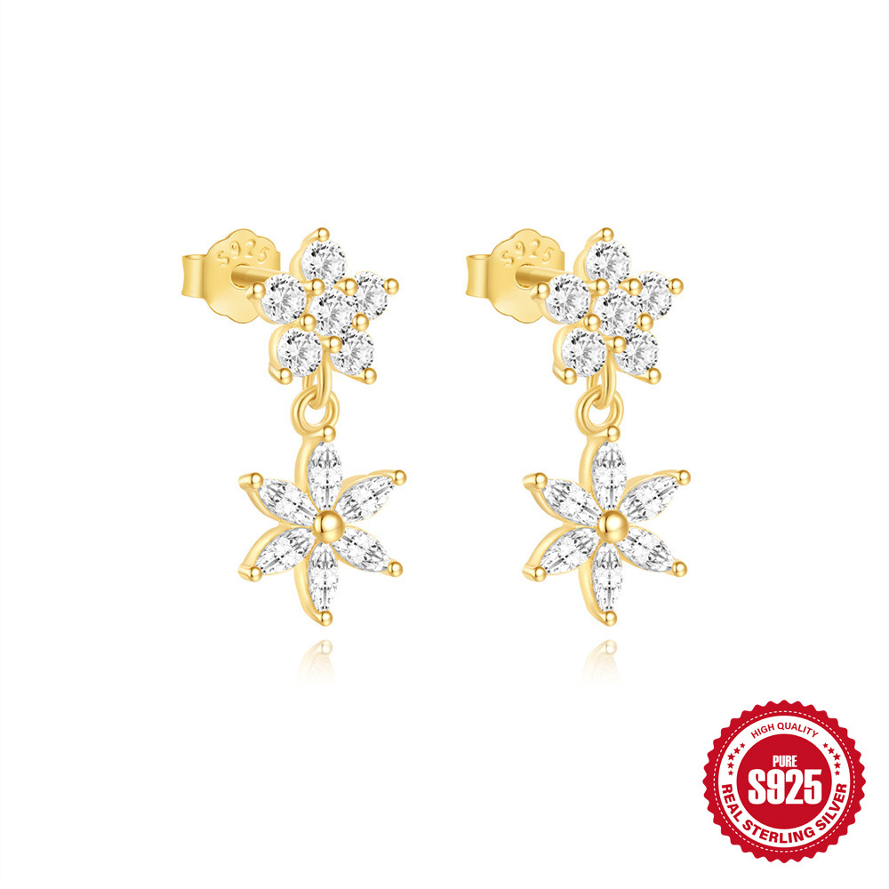 Pendientes de diseño pequeño y exquisito de plata de ley S925, lazo, perla, aretes de ambiente premium de otoño