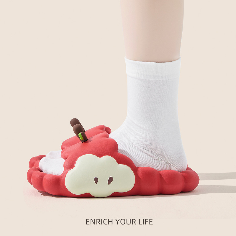 In Stock, Lidani Apple Slippers for Women, Summer Cartoon Cute Non-Slip Home Indoor Eva Outdoor Beach Slippers