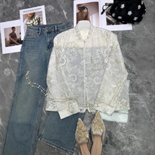 南油批发2025年秋季新款时尚百搭真丝欧根纱重工刺绣上衣女款衬衫