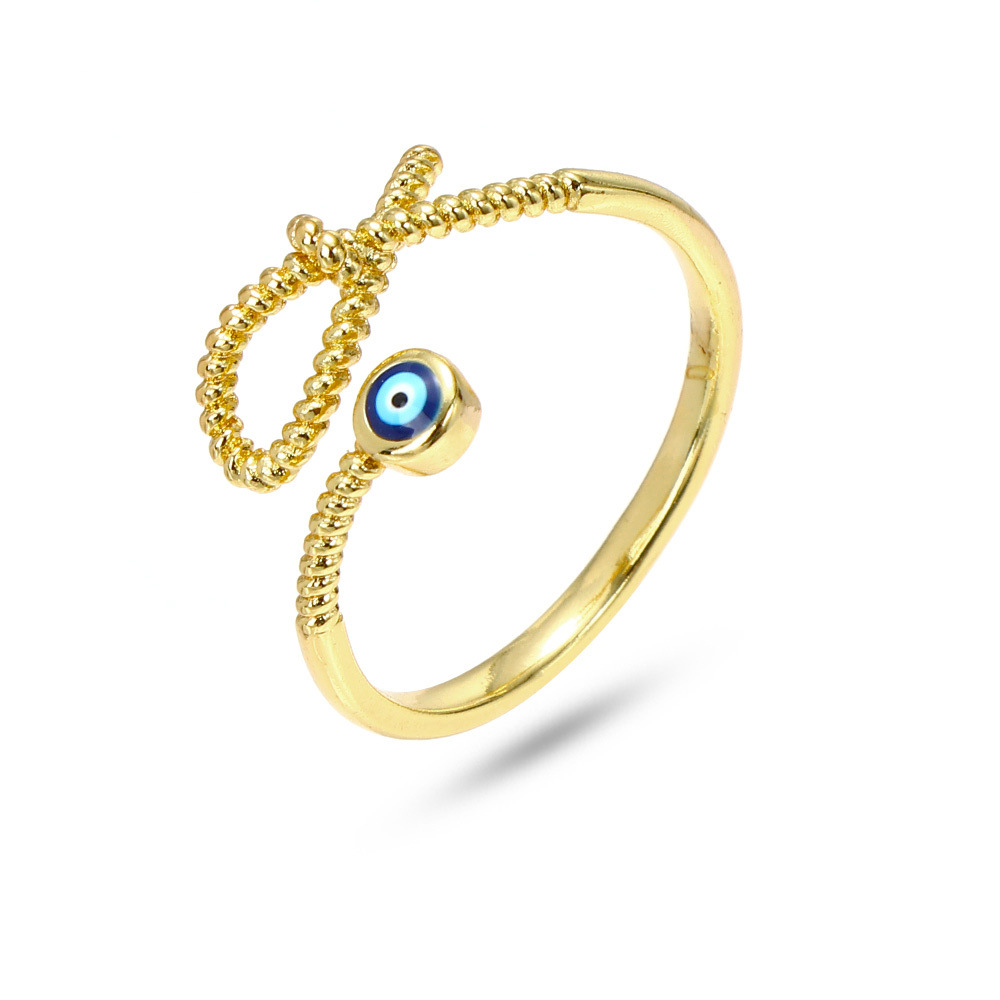 Devil'S Eye Pattern Women'S Gender Fashion Devil's Eye Metal Enamel Inlay Zircon Women's Open Ring 1 Piece