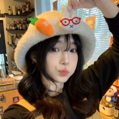 原创可爱胡萝卜兔子盆帽女秋冬韩版毛绒保暖渔夫帽优雅千金帽礼帽