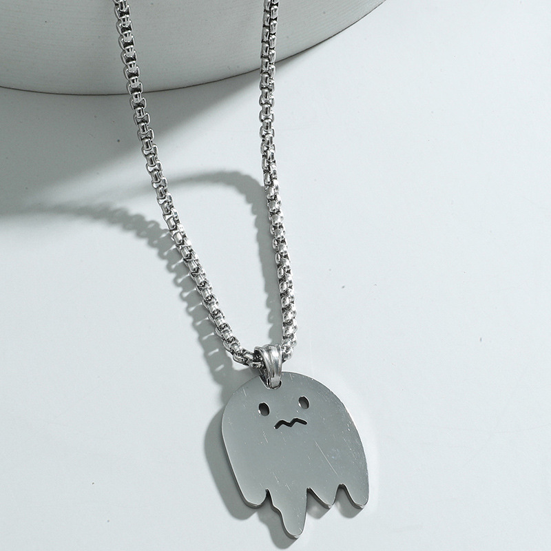 Titanium Steel Material Doll Pattern Cute Ghost Personality Titanium Steel Pendant Necklace Hot Sale