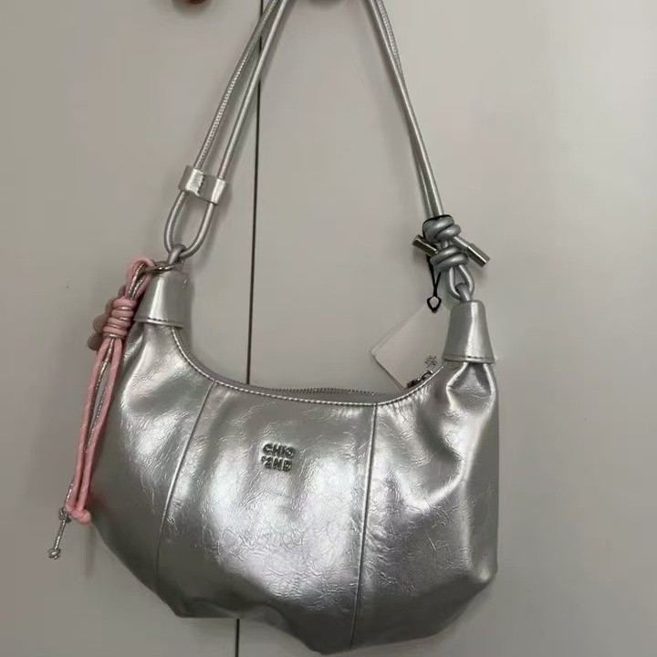 Bao Nanfeng Starry Night シルバー脇の下バッグ 2025 ユニークな超見栄えの良いバッグ女性のショルダークロスボディ三日月バッグ|undefined