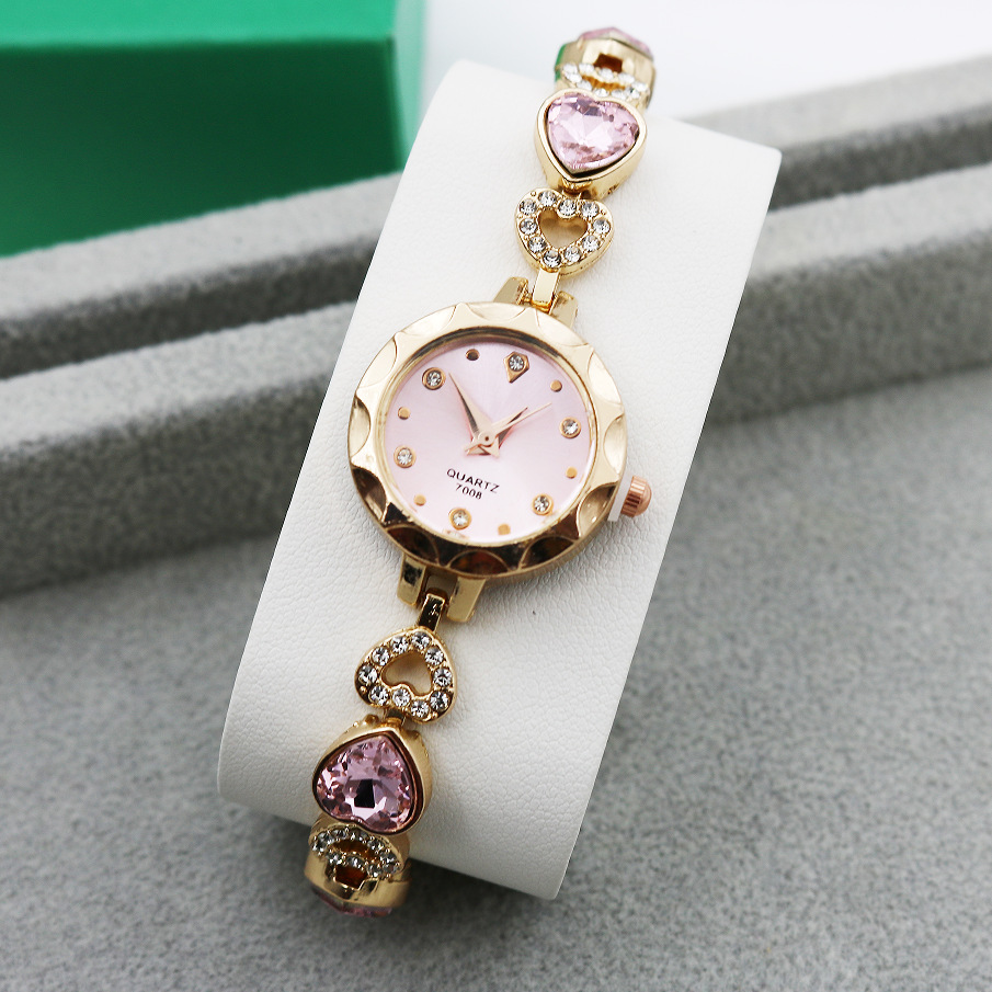 Casual Shiny Stainless Steel Jewelry Buckle Heart Shape Quartz display picture 7