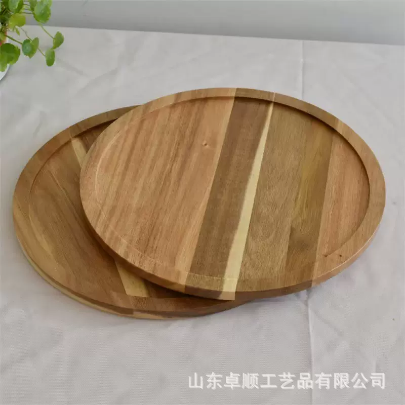 木制托盘相思木点心水果盘节日糖果茶点盘圆形咖啡茶盘实木餐盘