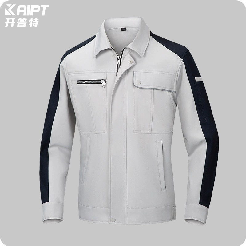 Рабочая одежда для трансграничной торговли с нанесенным логотипом, мужская куртка с длинным рукавом для весны и осени, рабочая одежда из полиэстера и хлопка, защитная одежда для рабочих мастерских, профессиональный топ.