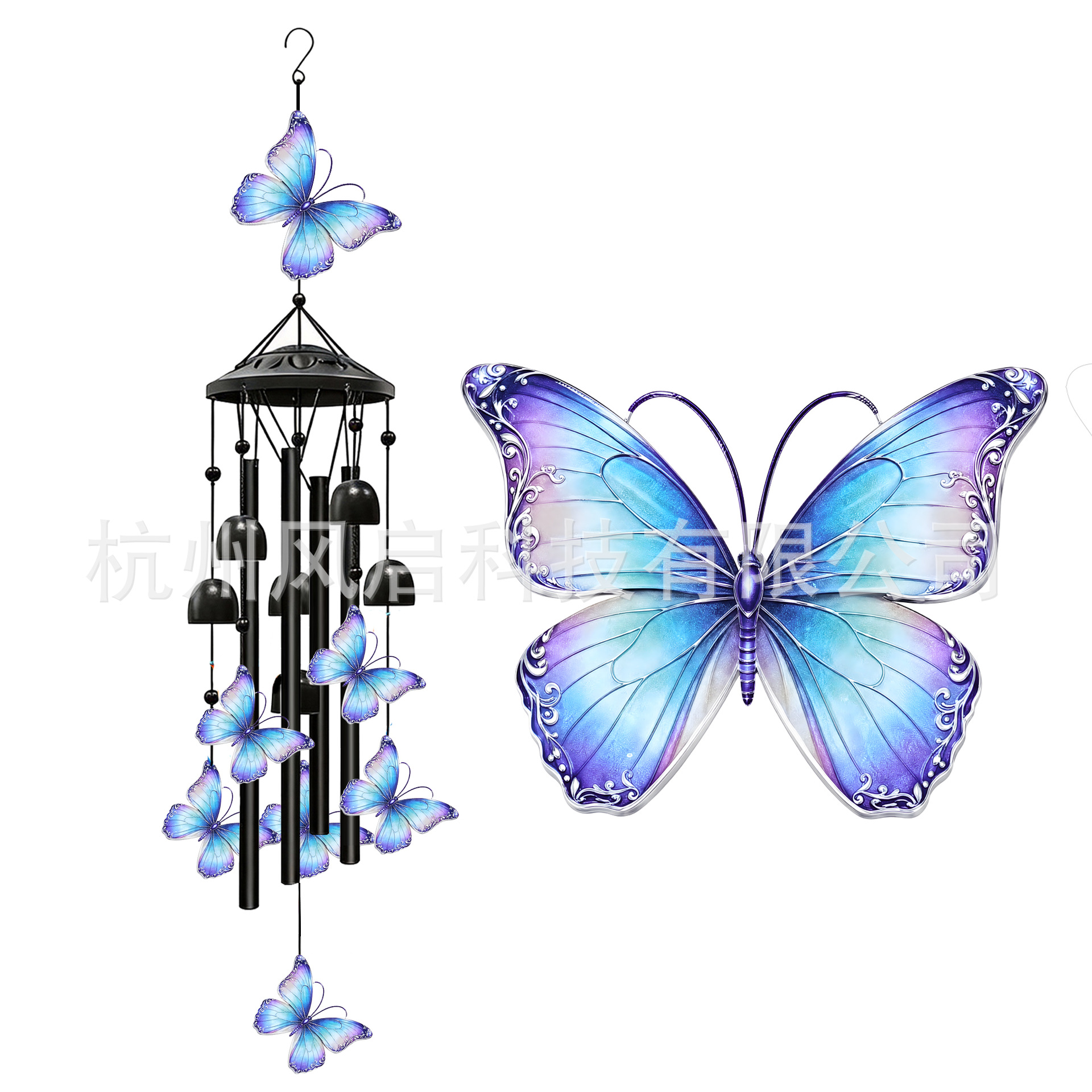 Campana de Viento de Colibrí de Metal y Aluminio Decorativo Colgante para Jardín y Patio Exterior