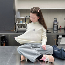 加厚女童高领修身内搭白毛衣儿童洋气针织衫大童上衣2025冬装新款