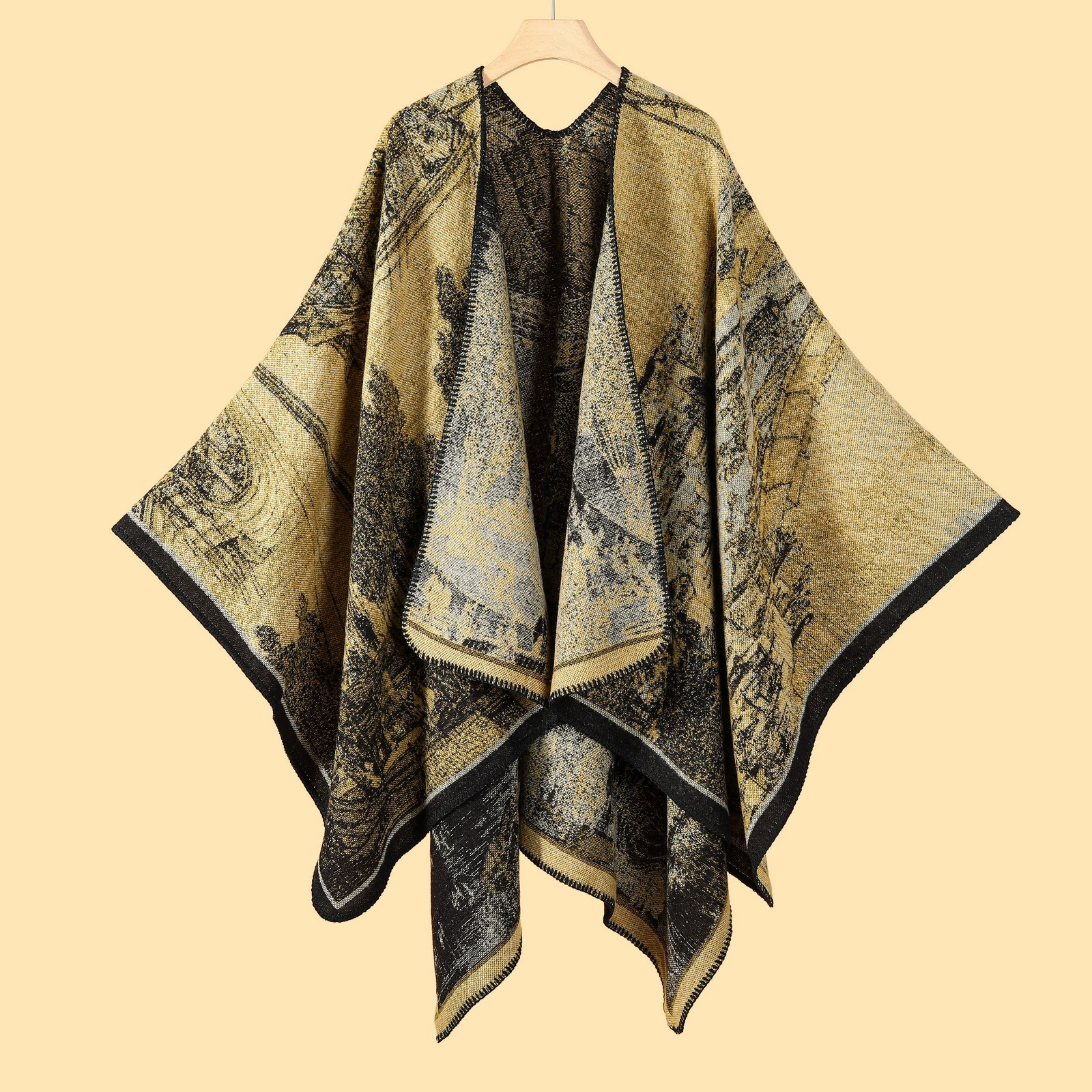 Д Demi-season cloak from Yunnan province for traveling, keep warm cardigan for camping for photo sessions, trench coat, Chinese style