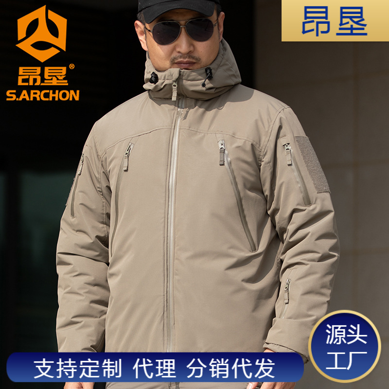 Angken Outdoor Winter Tactical Cotton Jacket for Men, Warm, Windproof, Waterproof, Hiking Camouflage Cotton Jacket