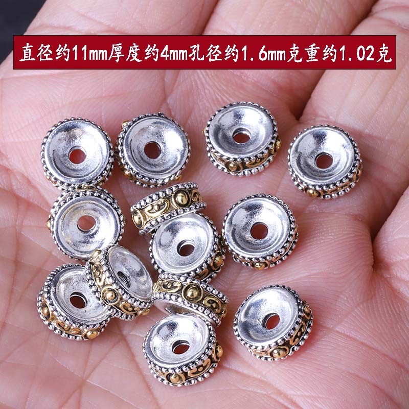 チベットシルバーレトロ 2 色大穴 6 文字マントラスペーサールースビーズアクセサリー diy ブレスレットネックレスジュエリーアクセサリー材料|undefined