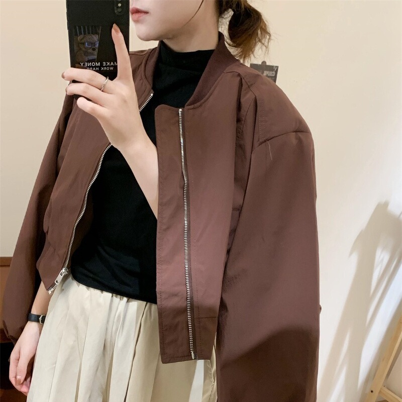 秋季显高短款甜酷棒球服女立领小个子休闲外套韩版夹克简约显瘦|undefined