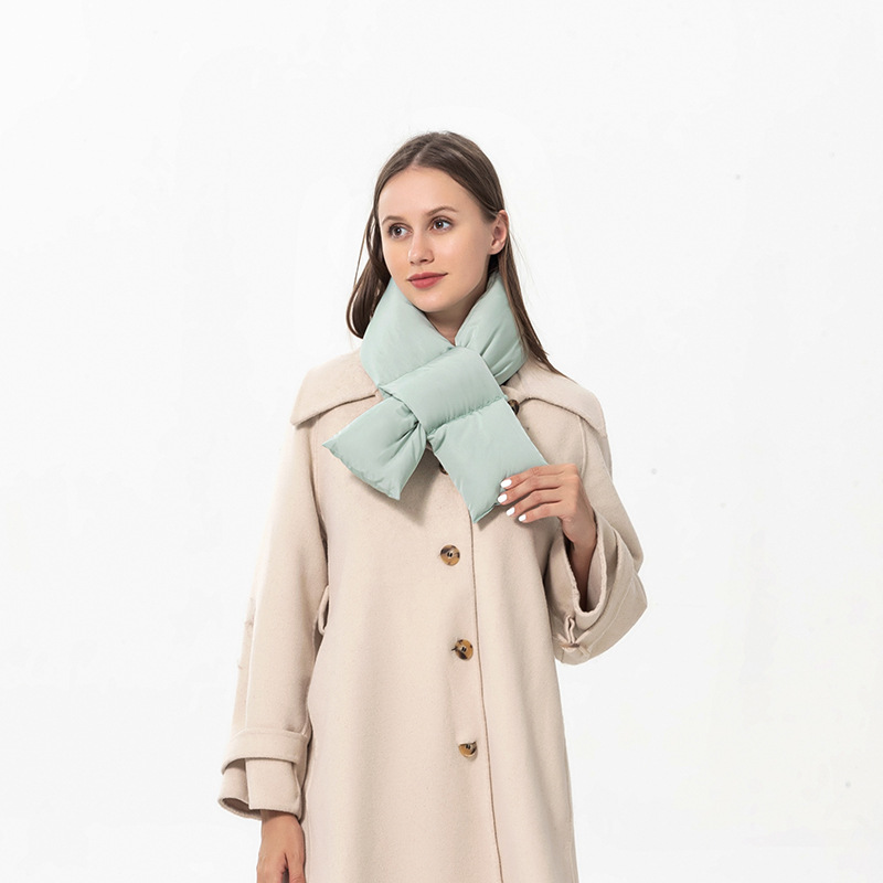 Winter New Feather Velvet Scarf Fashion Solid Color Simple and Fresh Korean Personalized Cross Neck_voghion.com