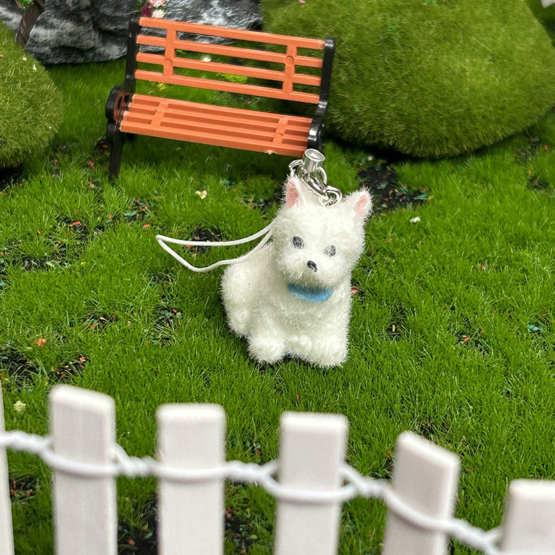 ミニ人形携帯電話ペンダント、立体的な子犬の植毛動物人形ペンダント、DIYキーホルダーアクセサリーギフト|undefined
