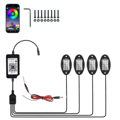Cross-border Explosions Car RGB Chassis Light Bluetooth Colorful Off-road Chassis Atmosphere Light Music LED Rhythm Light (Other lights) - one-drag-four-app-single-control