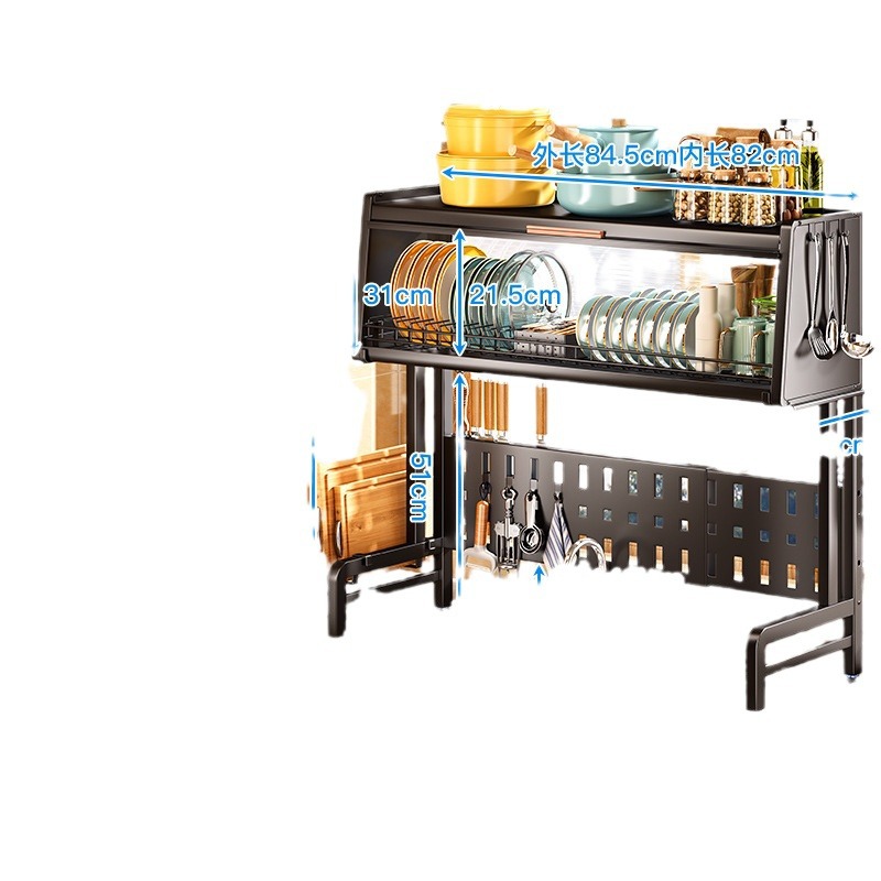 Fregadero estante de almacenamiento de cocina Nueva cocina retráctil estante de drenaje encimera tazón plato con puerta de almacenamiento rack armario