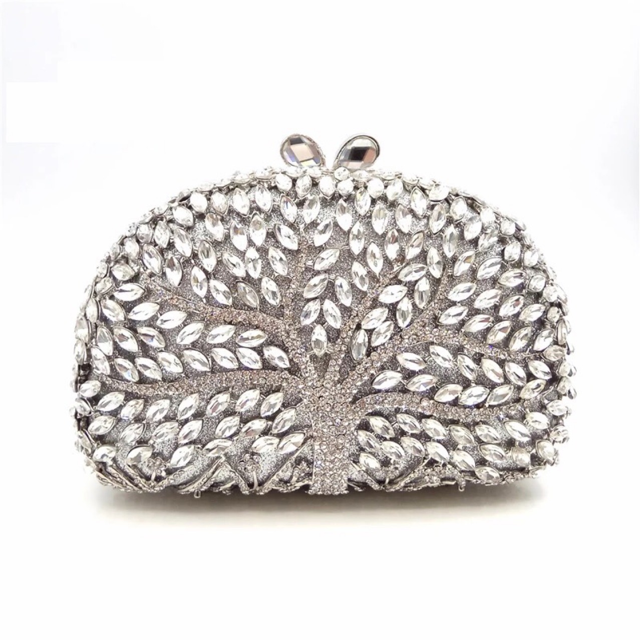* Nuevo metal hueco transfronterizo árbol cielo incrustado bolso de banquete de diamantes bolso de mano de mujer