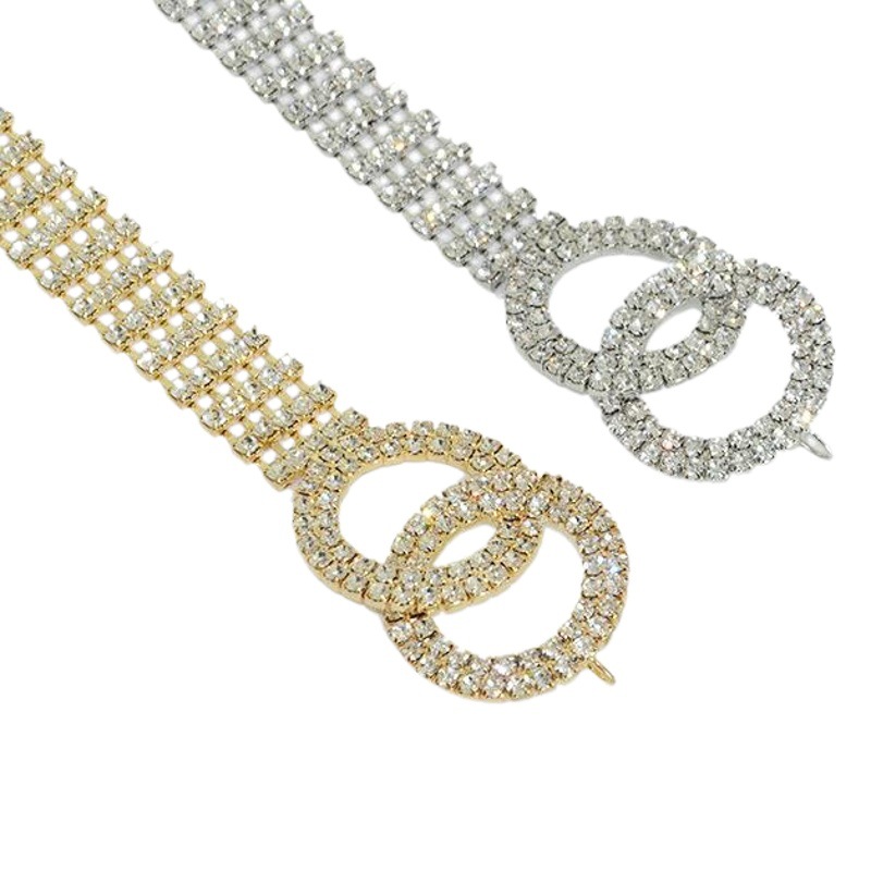 Transfronterizo nuevo diamante Cinturón de las mujeres elegantes de las mujeres europeas y americanas completo rhinestone borla cadena de la cintura decorativa en stock al por mayor