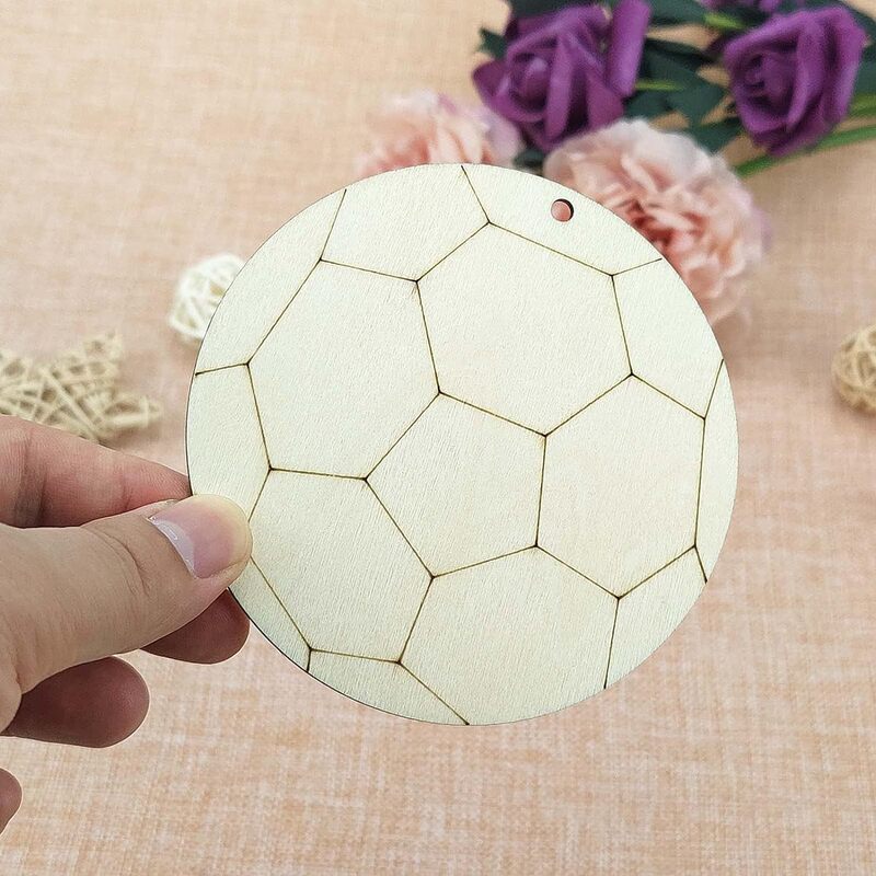 Unfinished Wooden Ornaments Football Shaped Hanging Decorations Gift Tags DIY Projects Sports Themed Party Decoration