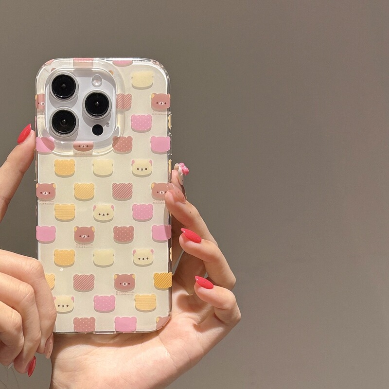 Korean Style Cute and Relaxed Bear Suitable for Apple 16Promax Mobile Phone Case Iphone15 New 1413 Protective Cover