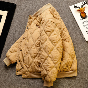 Baseball Suit Thickened Cotton Autumn and Winter Diamond-shaped Pair Men's Wear Japanese Fashionable Casual Warm Cotton-padded Clothes Men's Small Cotton-padded Jacket