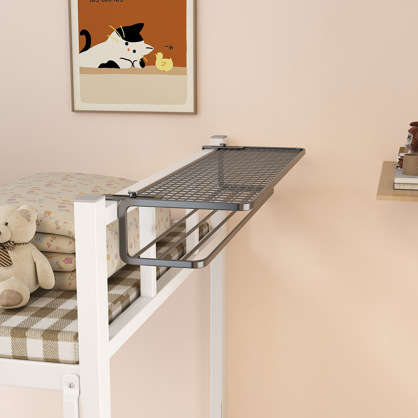 Dormitory Bed Clothes Hanger, Upper and Lower Bunk Storage Hanger, Wardrobe Side Clothes and Hat Rack, Bedside Storage Rack