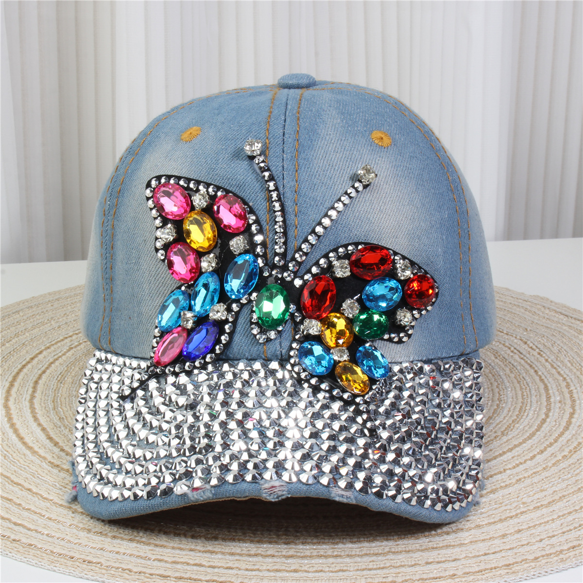 147g Weight Baseball Cap Hats Type Daily, Street Occasion Denim Material Letter, Usa, Butterfly Pattern All Seasons Season Unisex Gender Simple Style, Classic Style Style Curved Eaves Rim Unisex Simple Style Classic Style Letter Usa Butterfly Curved Eaves Baseball Cap 14
