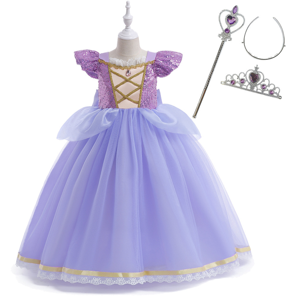 Rapunzel vestido cos vestido vestido vestido de niña vestido de belleza durmiente image 13