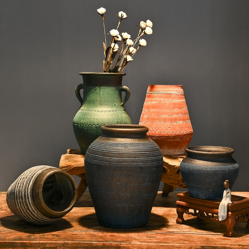 Ретро глиняная горшок ручной работы грубая керамика, мясистый цветочный горшок ваза цветочный горшок