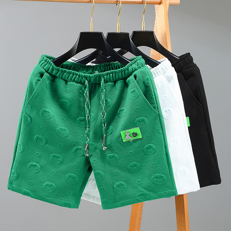 Shorts pour hommes 2023 Nouveau dessin animé garde été mode moyen tricoté plage pantalon fendu_voghion.com