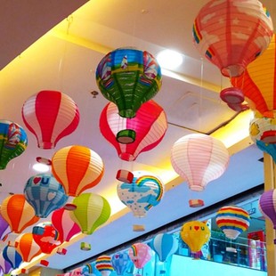 Festival shopping mall school window decoration air hanging color lantern hot air balloon corridor ceiling decoration net red