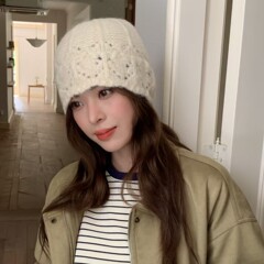 韩版可爱甜美日系花边包头帽子女显脸小秋冬季百搭保暖毛线帽冷帽