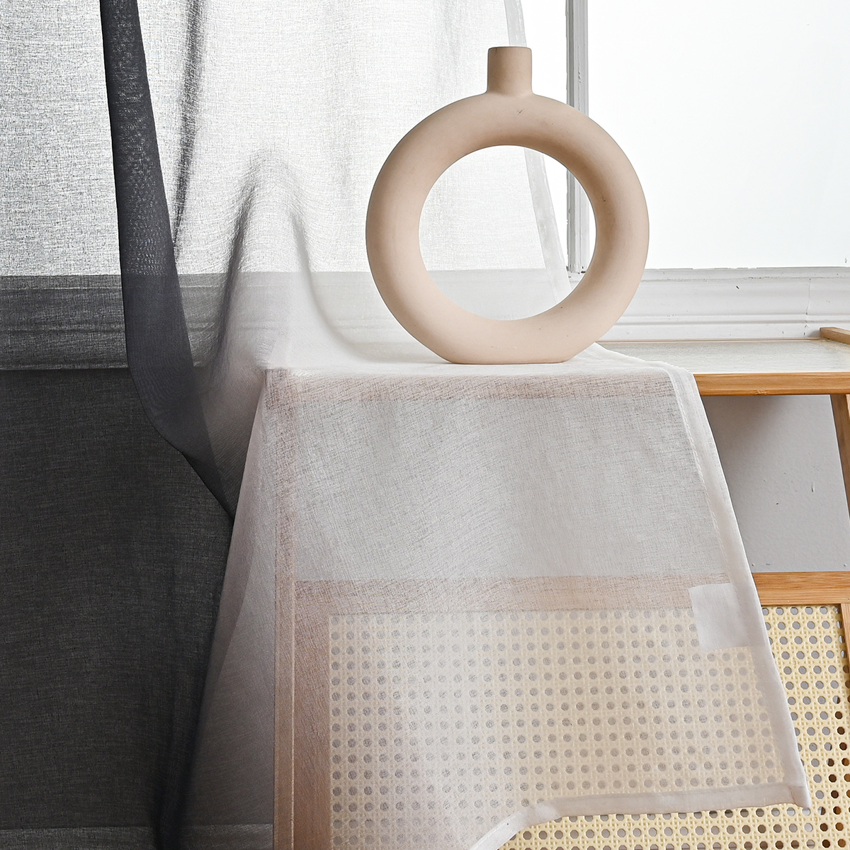 SHEIN productos terminados de la venta de todo el color de la pantalla de ventana gradiente de barra cortina semi-obstrucción de tela TEMU nuevo