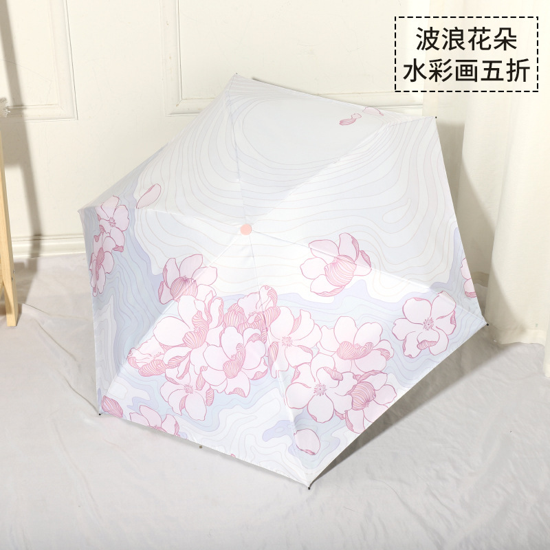 Sombrilla Plegable de Bolsillo con Vinilo Negro y Protección UV para Sol y Lluvia
