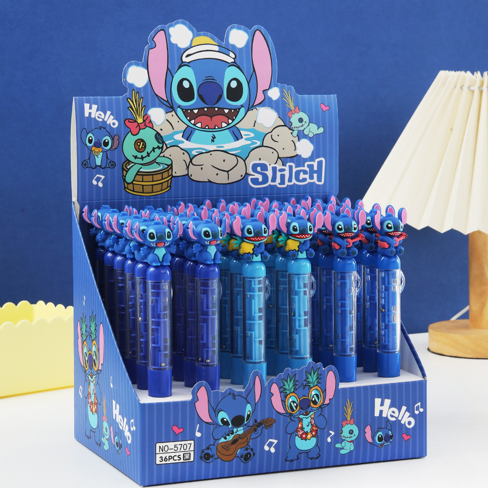 lindos pequeños bolígrafos azules negros crean accidentes comerciales laberinto bolígrafos de bolas de dibujos animados estudiantes de primaria aprenden suministros de papelería