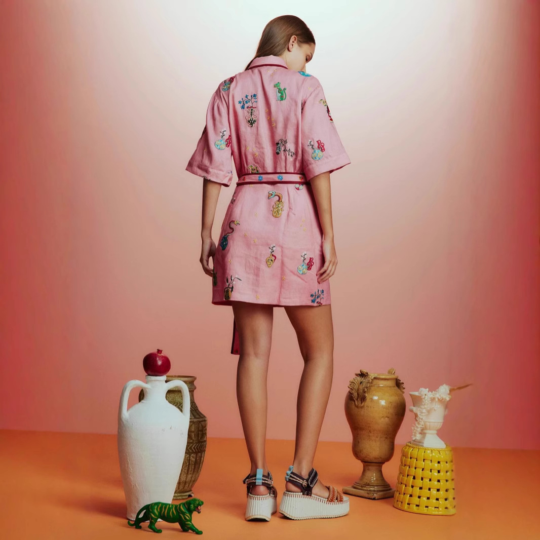 유럽과 미국 국경 2024 새로운  독립 역 레저 패션 린넨 셔츠 카디건 기질 조커 원피스