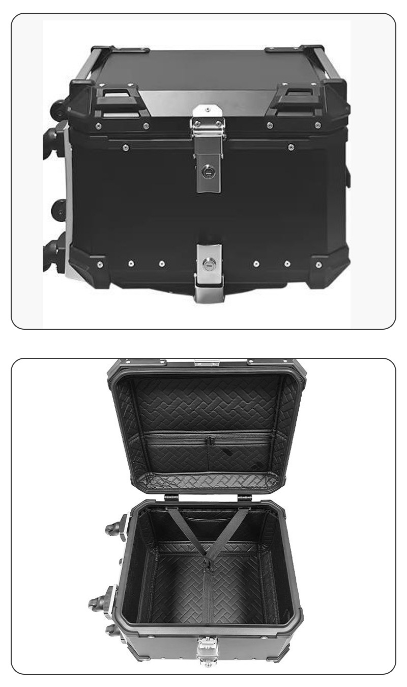 Wholesale Cross-Border New Model Motorcycle 55L Aluminum Alloy Luggage Box, Quick-Release Multifunctional Tail Box for Electric Vehicles