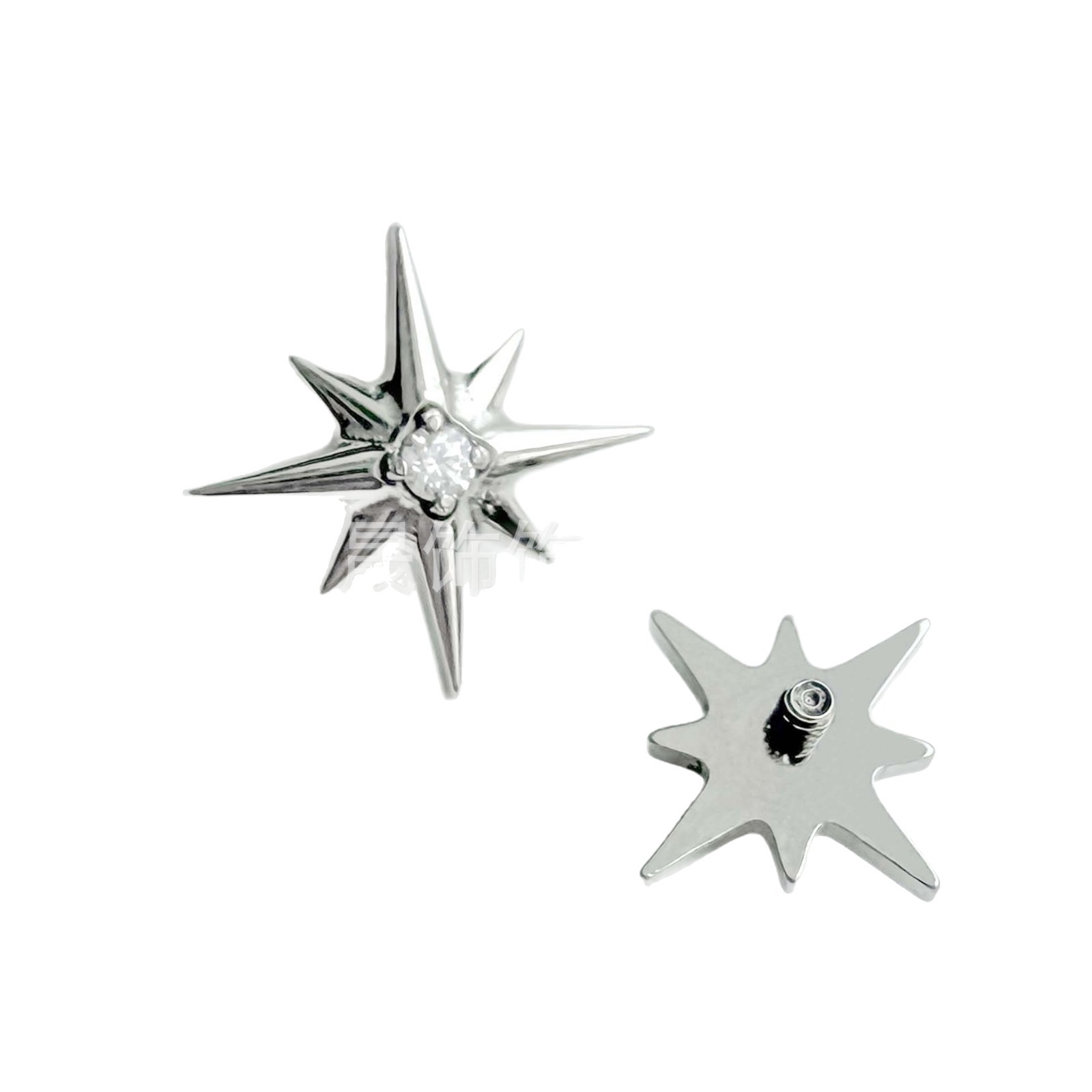 F136 Titanium 八芒 Star Ear Stud Studded Cubic Zirconia 北极 Star Helix Cartilage Stud G23 Implant Grade Titanium Alloy Ear Stud
