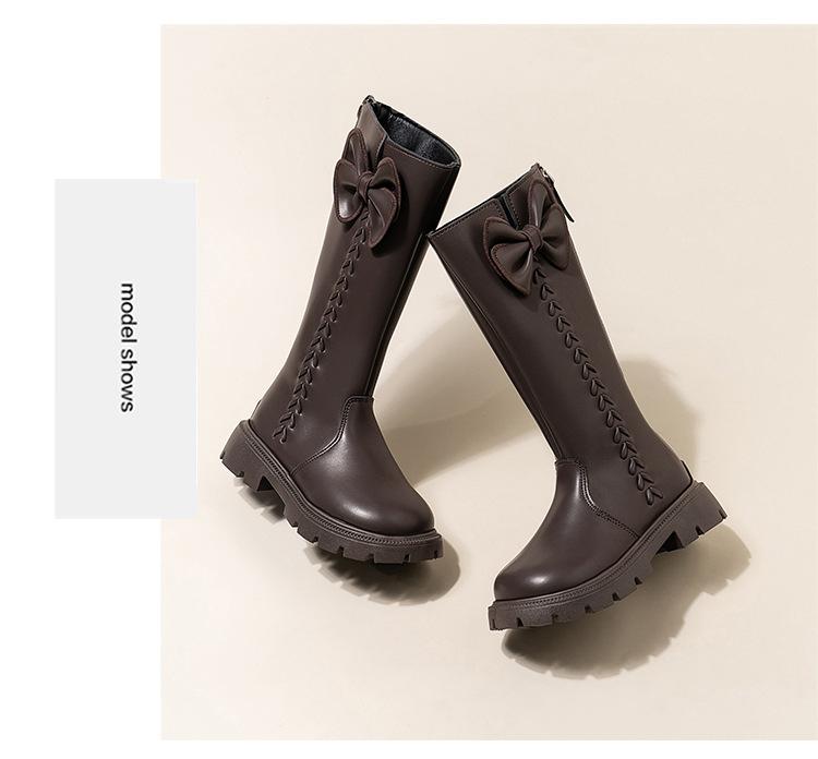 Flickor high-top stövlar i läder för höst och vinter mode_voghion.com