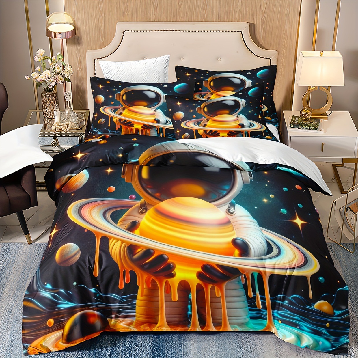 Transfronterizo textil doméstico astronauta suave impresión digital abrasión quilt kit fuente soporte de fábrica TEMU / JIT