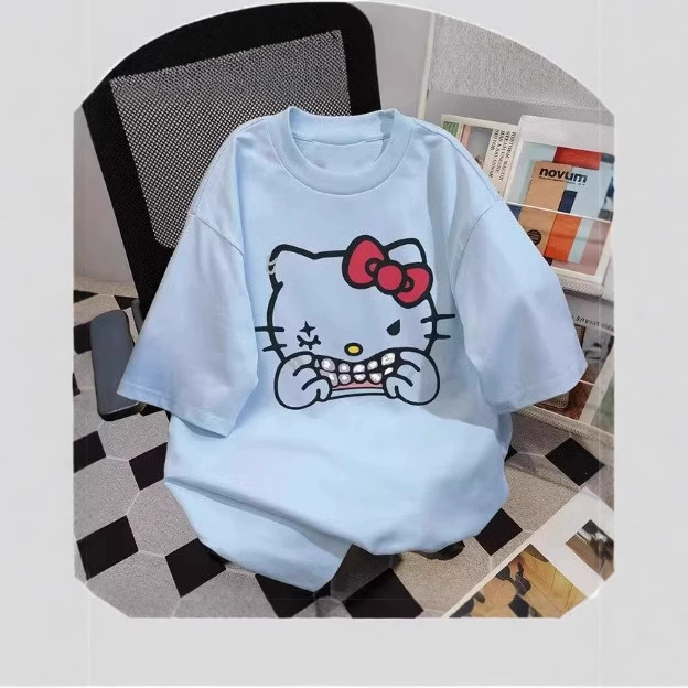 Красивый трендовый футболка Hello kitty для мужчин и женщин для отдыха, с коротким рукавом, 3D, для любимых
